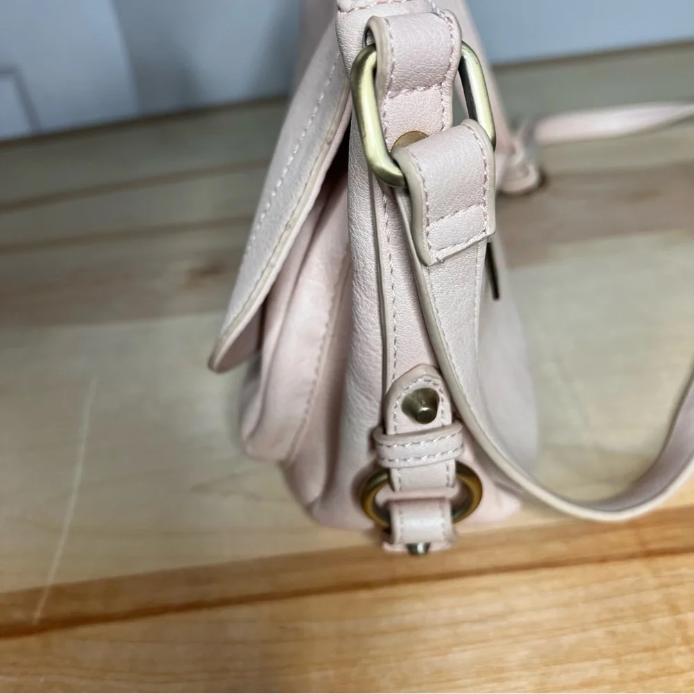 Anthropologie Delancey Crossbody Bag Vegan Leather Soft Pink Purse Chic Classic - Picture 9 of 9